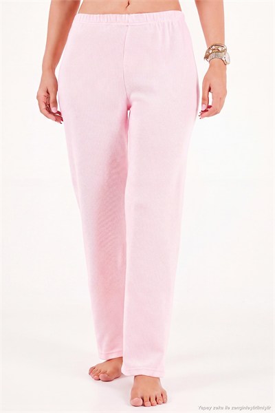Desenli Dantel Detaylı Bağlamalı Uzun Kollu Kadın Pijama Takımı 6575024 PEMBE