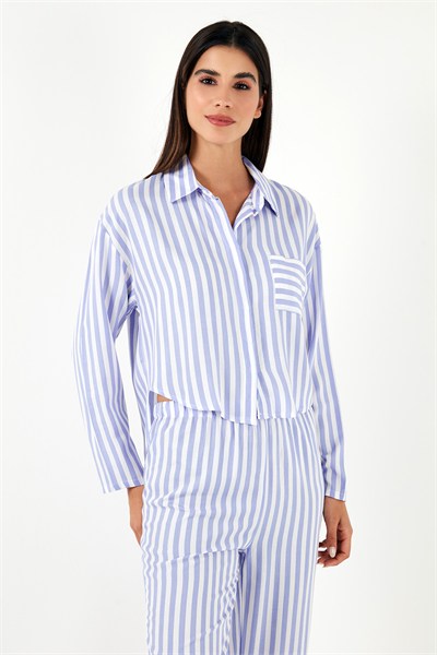 Desenli Rahat Kesim Bol Paça Yazlık Kadın Pijama Takımı 6110014 LİLA