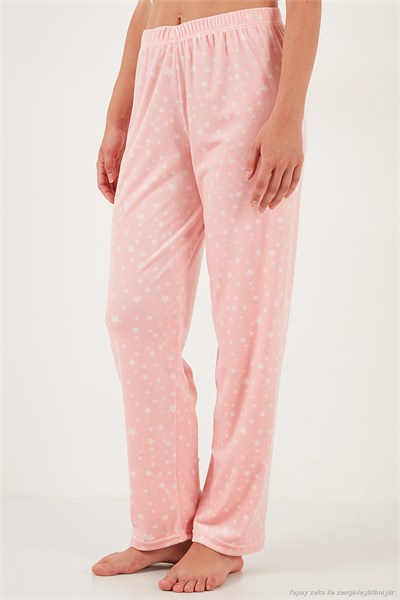 Desenli Regular Fit Bisiklet Yaka Uzun Kollu Kadın Pijama Takımı 65713312 PEMBE