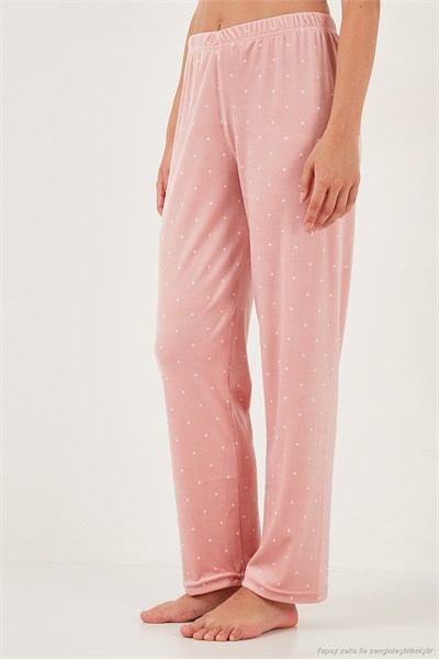 Desenli Regular Fit Bisiklet Yaka Uzun Kollu Kadın Pijama Takımı 65713312 PUDRA
