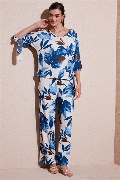 Desenli Regular Fit Truvakar Kol V Yaka Alt-Üst Kadın Takım 5865357 SAKS