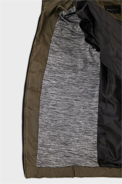 Dik Yaka Fermuarlı Cepli Slim Fit Şişme Erkek Mont 649002 HAKİ