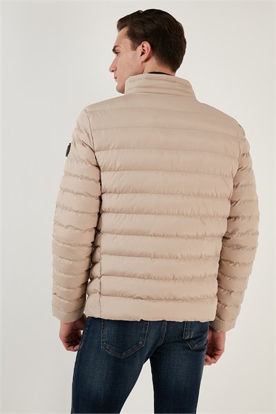 Dik Yaka Fermuarlı Cepli Slim Fit Şişme Erkek Mont 649002 VİZON
