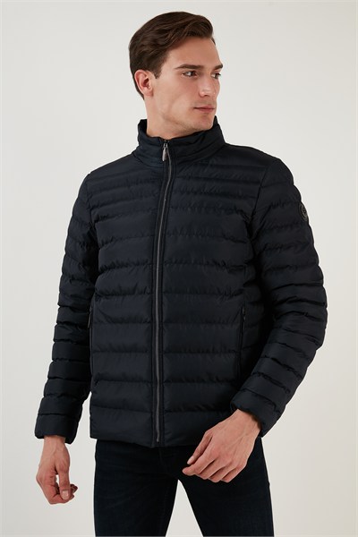 Dik Yaka Fermuarlı Cepli Slim Fit Şişme Erkek Mont 649002 LACİVERT