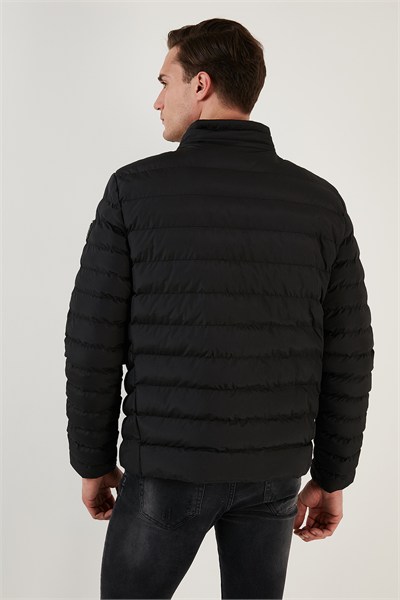 Dik Yaka Fermuarlı Cepli Slim Fit Şişme Erkek Mont 649002 SİYAH
