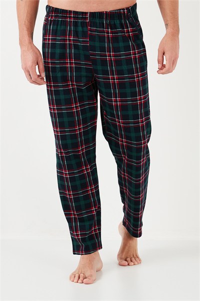 Ekoseli Pamuklu Beli Lastikli Regular Fit Kısa Kollu Erkek Pijama Takımı 6572004 YEŞİL