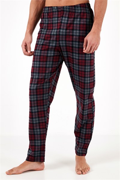 Ekoseli Pamuklu Regular Fit Kısa Kollu Erkek Pijama Takımı 6572006 FÜME