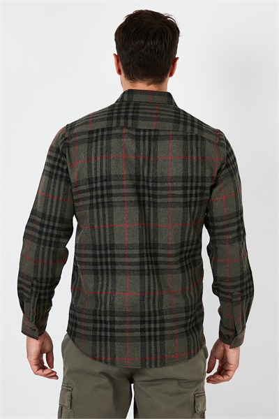 Ekoseli Uzun Kollu Slim Fit Kışlık Erkek Gömlek CF21W112844 HAKİ