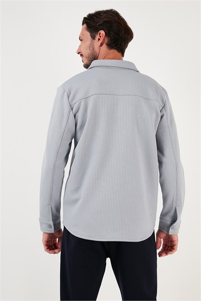 Fitilli Çıtçıtlı Relaxed Fit Erkek Gömlek 5905510 AÇIK GRİ
