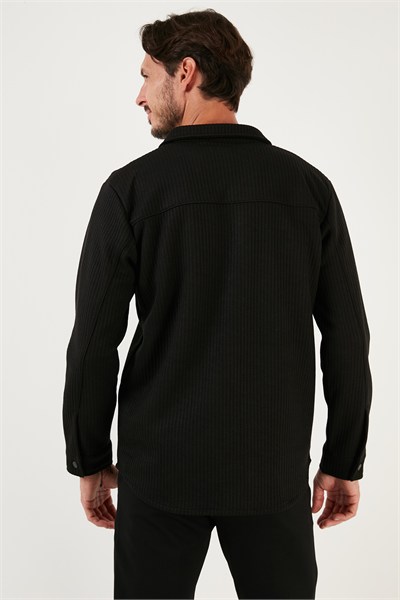 Fitilli Çıtçıtlı Relaxed Fit Erkek Gömlek 5905510 SİYAH
