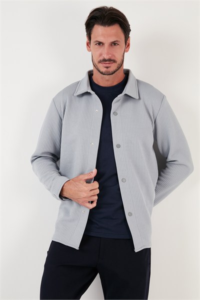 Fitilli Çıtçıtlı Relaxed Fit Erkek Gömlek 5905510 AÇIK GRİ