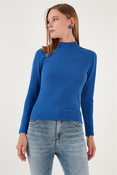 Fitilli Esnek Slim Fit Yarım Balıkçı Yaka Kadın Kazak 5865344 SAKS