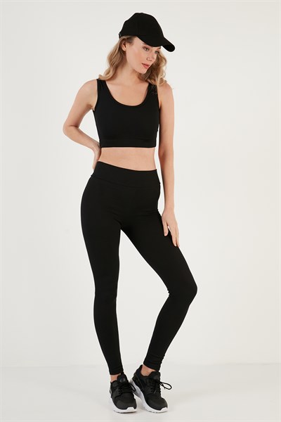 Fitilli Örme Dar Kesim Sporcu Super Crop Kadın Atlet 5865555 SİYAH
