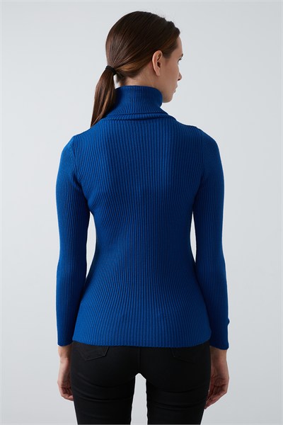 Fitilli Regular Fit Balıkçı Yaka Soft Akrilik Kadın Kazak 4614102 SAKS