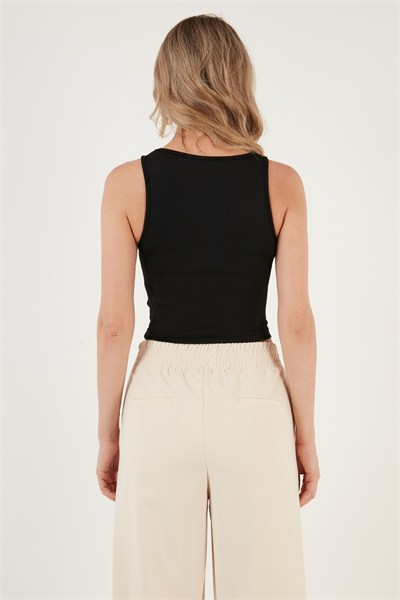 Fitilli Super Crop Örme Kadın Atlet 5865554 SİYAH