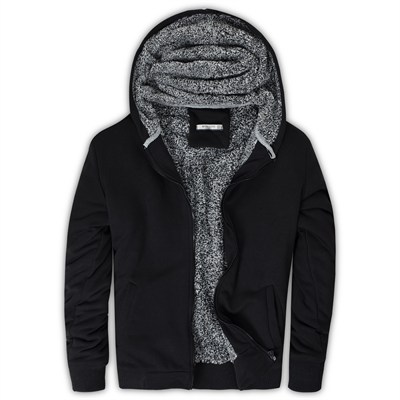 İçi Kürklü Kapüşonlu  Slim Fit Erkek Sweat 575708 SİYAH