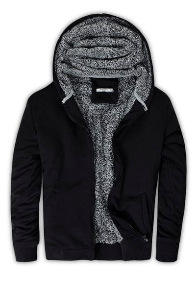 İçi Kürklü Kapüşonlu  Slim Fit Erkek Sweat 575708 SİYAH