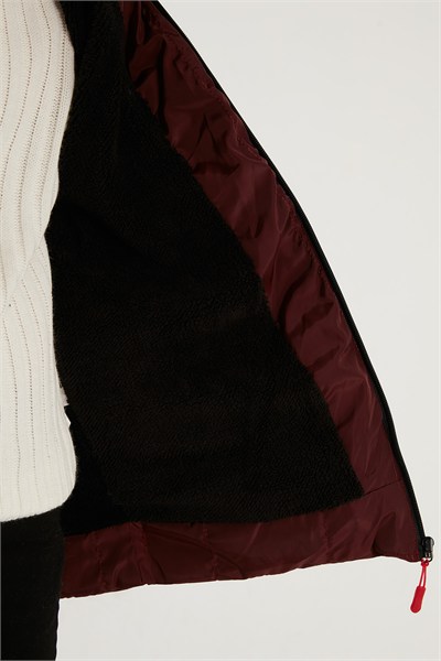 İçi Peluş Astarlı Çıkarılabilir Kapüşonlu Şişme Erkek Çocuk Mont 5763038 BORDO