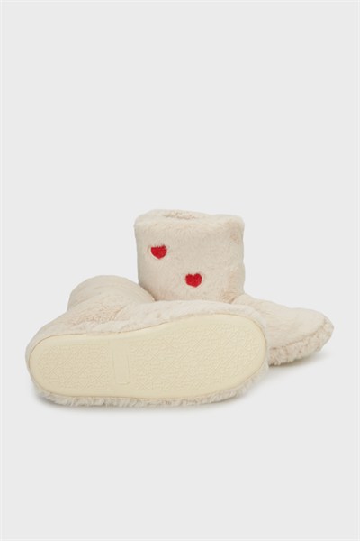 Kalpli Yumuşak Dokulu Peluş Kadın Panduf 6722005 EKRU
