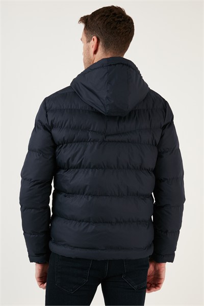 Kapüşonlu Cepli Slim Fit Şişme Erkek Mont 6490001 LACİVERT