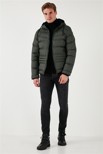 Kapüşonlu Cepli Slim Fit Şişme Erkek Mont 6490001 HAKİ