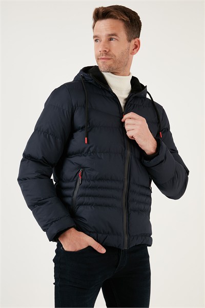 Kapüşonlu Cepli Slim Fit Şişme Erkek Mont 6490001 LACİVERT
