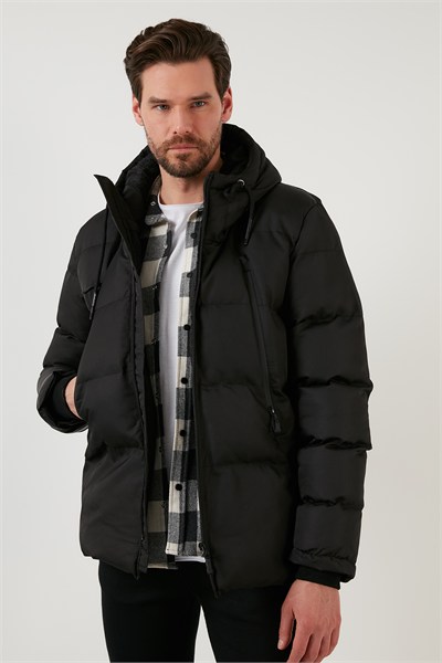 Kapüşonlu Suya ve Rüzgara Dayanıklı Soğuk Geçirmez Slim Fit Erkek Mont 5717101 SİYAH