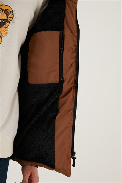 Kapüşonlu Suya ve Rüzgara Dayanıklı Soğuk Geçirmez Slim Fit Erkek Mont 5717101 TABA