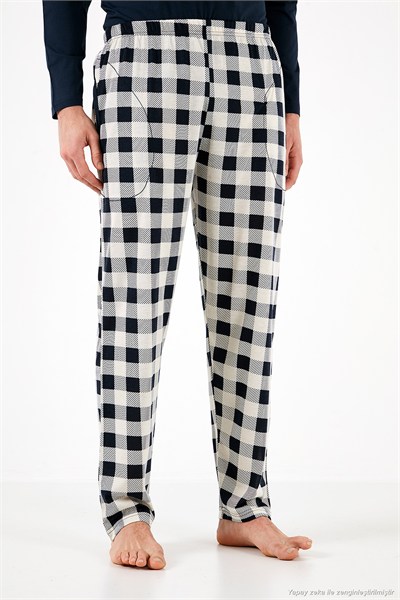 Kareli Pamuklu Regular Fit Uzun Kollu Erkek Pijama Takımı 60961003 LACİVERT