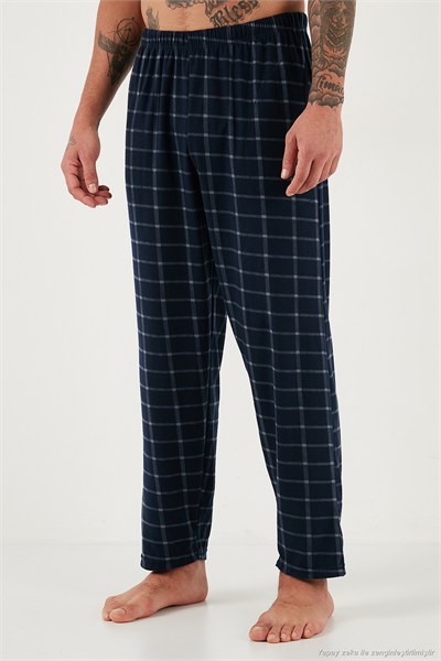 Kareli Yumuşak Dokulu Regular Fit Uzun Kollu Erkek Pijama Takımı 609611060 LACİVERT