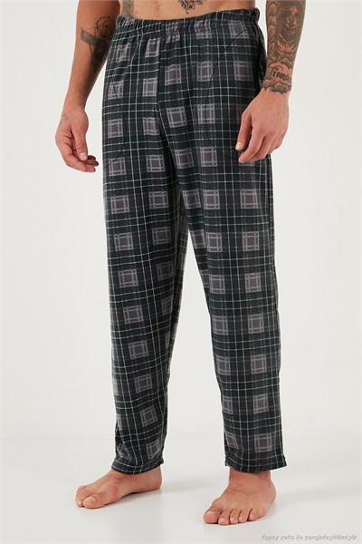 Kareli Yumuşak Dokulu Regular Fit Uzun Kollu Erkek Pijama Takımı 609611060 GRİ