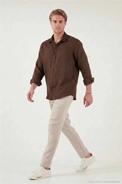 Keten Regular Fit Normal Bel Düz Paça Erkek Pantolon CF26S6110228 BEJ