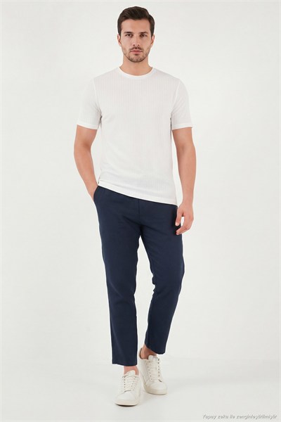 Keten Regular Fit Normal Bel Düz Paça Erkek Pantolon CF26S6110228 LACİVERT