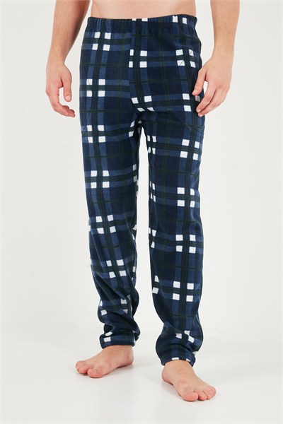 Lastikli Bel Düz Paça Ultra Soft Polar Erkek Pijama Altı 6098001 LACİVERT-YEŞİL