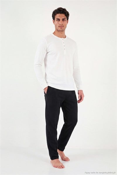 Lastikli Bel Düz Paça Ultra Soft Polar Erkek Pijama Altı 6098001 SİYAH