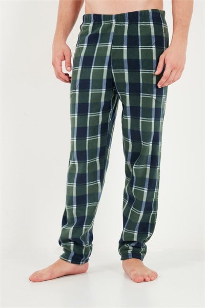 Lastikli Bel Düz Paça Ultra Soft Polar Erkek Pijama Altı 6098001 YEŞİL