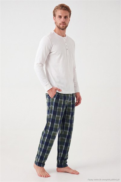 Lastikli Bel Düz Paça Ultra Soft Polar Erkek Pijama Altı 6098001 YEŞİL
