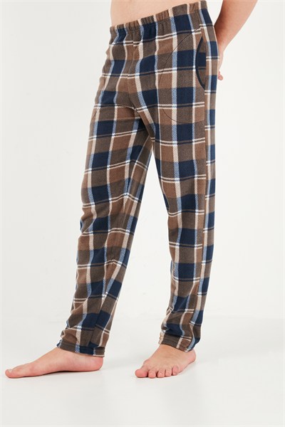 Lastikli Bel Düz Paça Ultra Soft Polar Erkek Pijama Altı 6098001 Koyu Camel