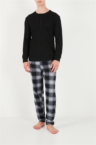 Lastikli Bel Düz Paça Ultra Soft Polar Erkek Pijama Altı 6098001 GRİ