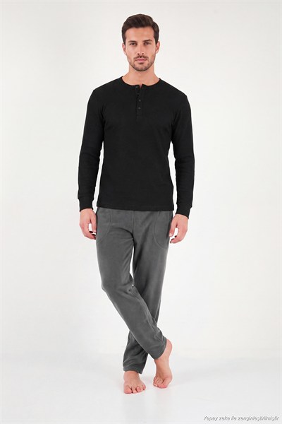 Lastikli Bel Düz Paça Ultra Soft Polar Erkek Pijama Altı 6098001 ANTRASİT