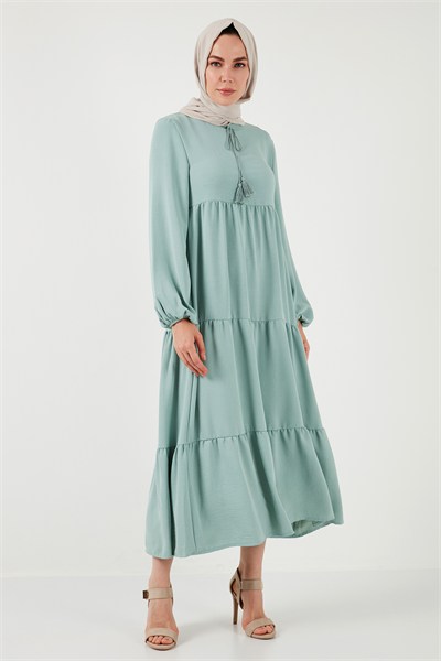Modest Regular Fit Dik Yaka Uzun Kadın Elbise 611EL545 MİNT