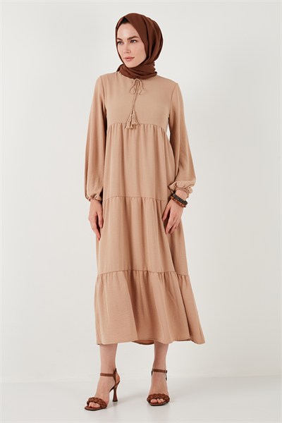 Modest Regular Fit Dik Yaka Uzun Kadın Elbise 611EL545 CAMEL