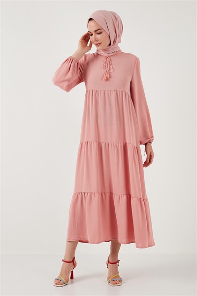Modest Regular Fit Dik Yaka Uzun Kadın Elbise 611EL545 GÜL KURUSU