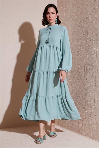 Modest Regular Fit Dik Yaka Uzun Kadın Elbise 611EL545 MİNT