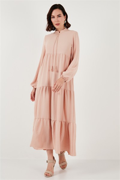Modest Regular Fit Dik Yaka Uzun Kadın Elbise 611EL545 BEJ