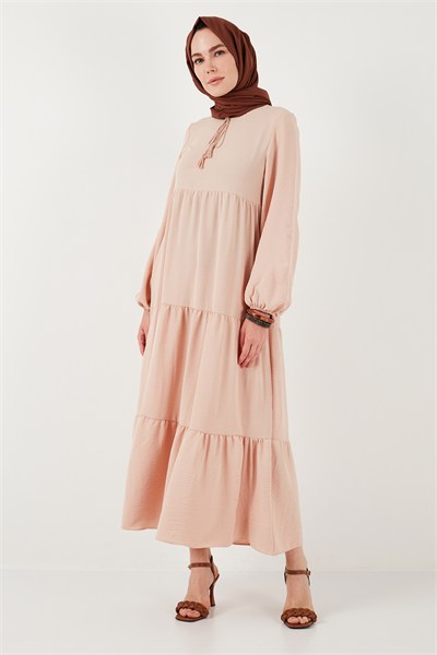 Modest Regular Fit Dik Yaka Uzun Kadın Elbise 611EL545 BEJ