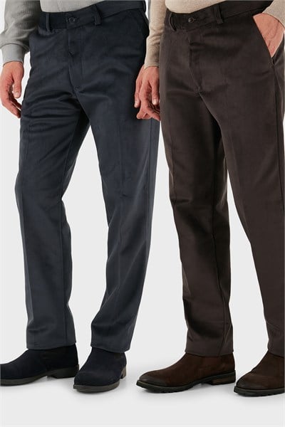 Normal Bel Regular Fit Düz Paça 2li Paket Erkek Kadife Pantolon 645MERLINS2 KAHVE-ANTRASİT