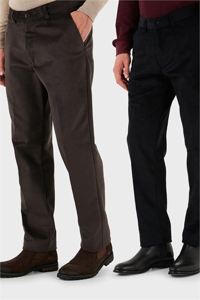 Normal Bel Regular Fit Düz Paça 2li Paket Erkek Kadife Pantolon 645MERLINS2 KAHVE-SİYAH