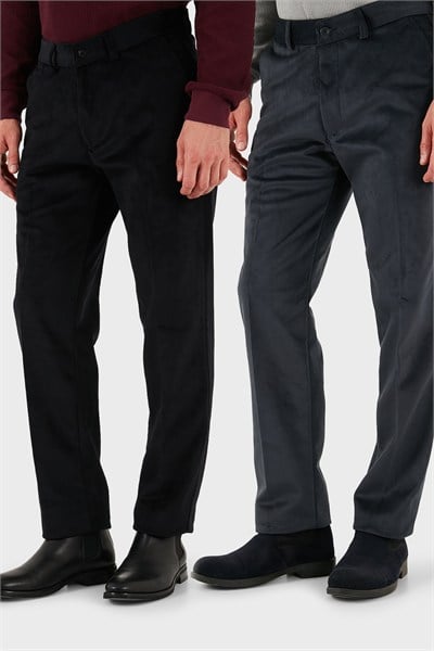 Normal Bel Regular Fit Düz Paça 2li Paket Erkek Kadife Pantolon 645MERLINS2 ANTRASİT-SİYAH