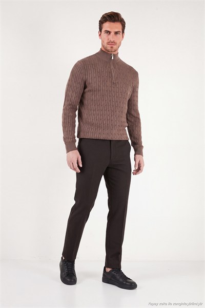 Normal Bel Regular Fit Düz Paça Erkek Pantolon 6843702 KAHVE
